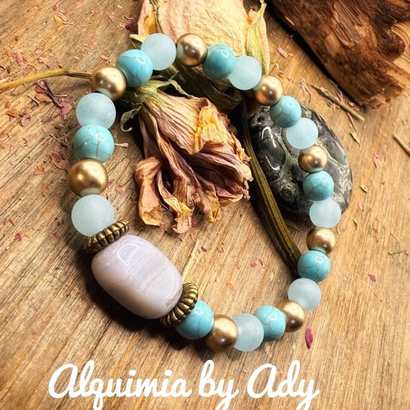 Gold and turquoise chic western bracelet